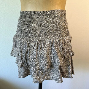 Blue Life S layered viscose skirt cheetah print skort wide elastic waist band